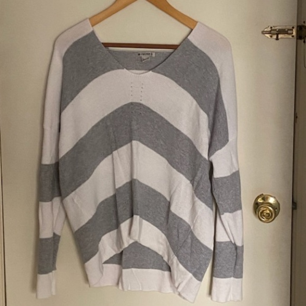 Grey and white stripe sweater